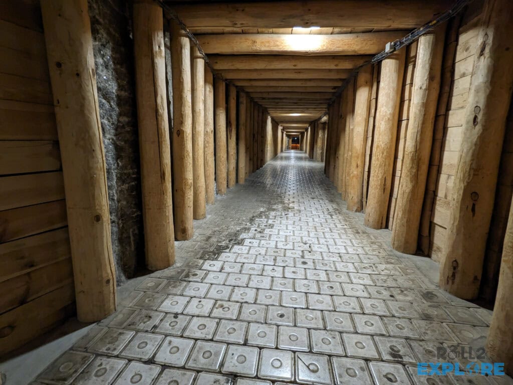 Inside the tunnel in the salt mine